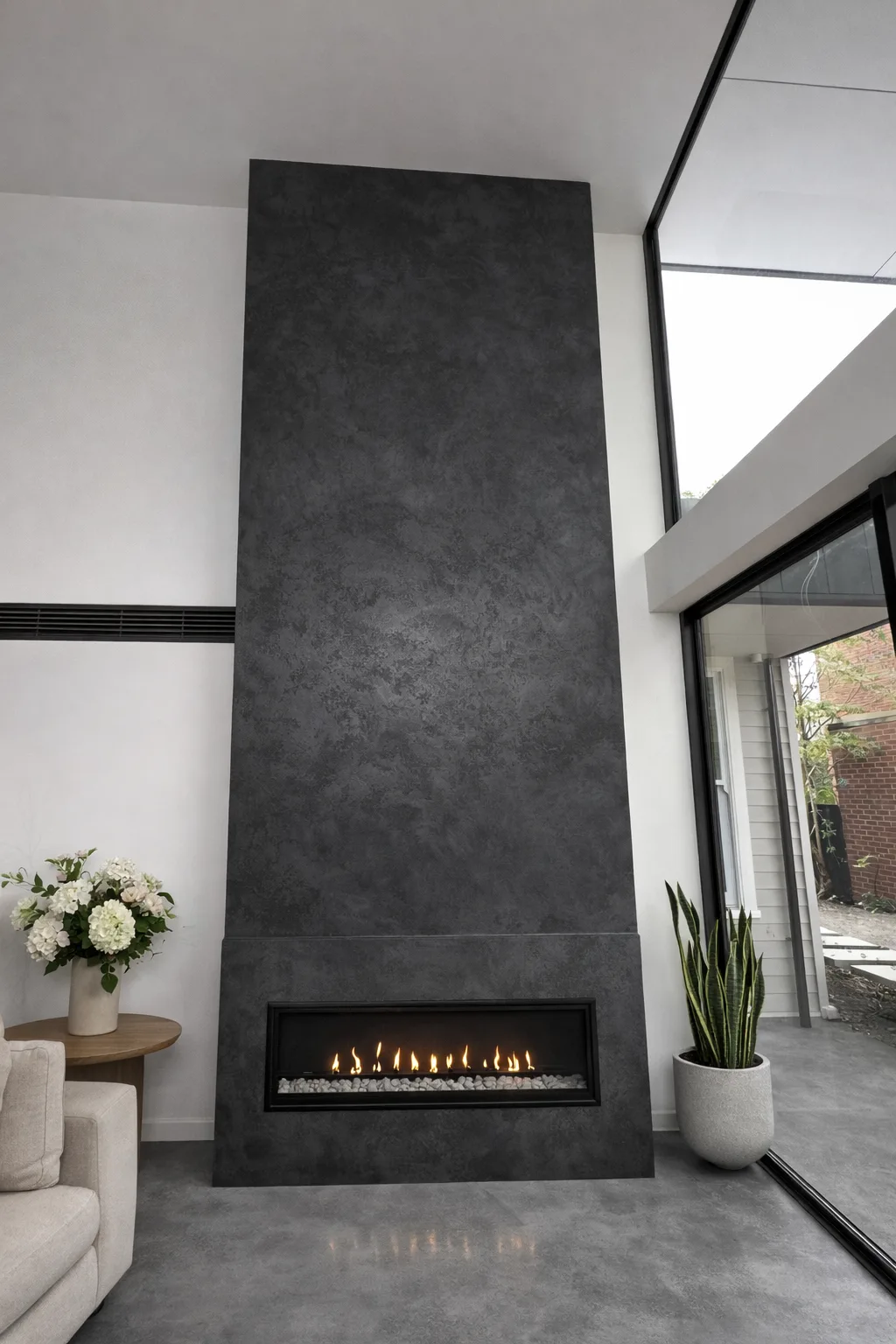 Charcoal fireplace surround