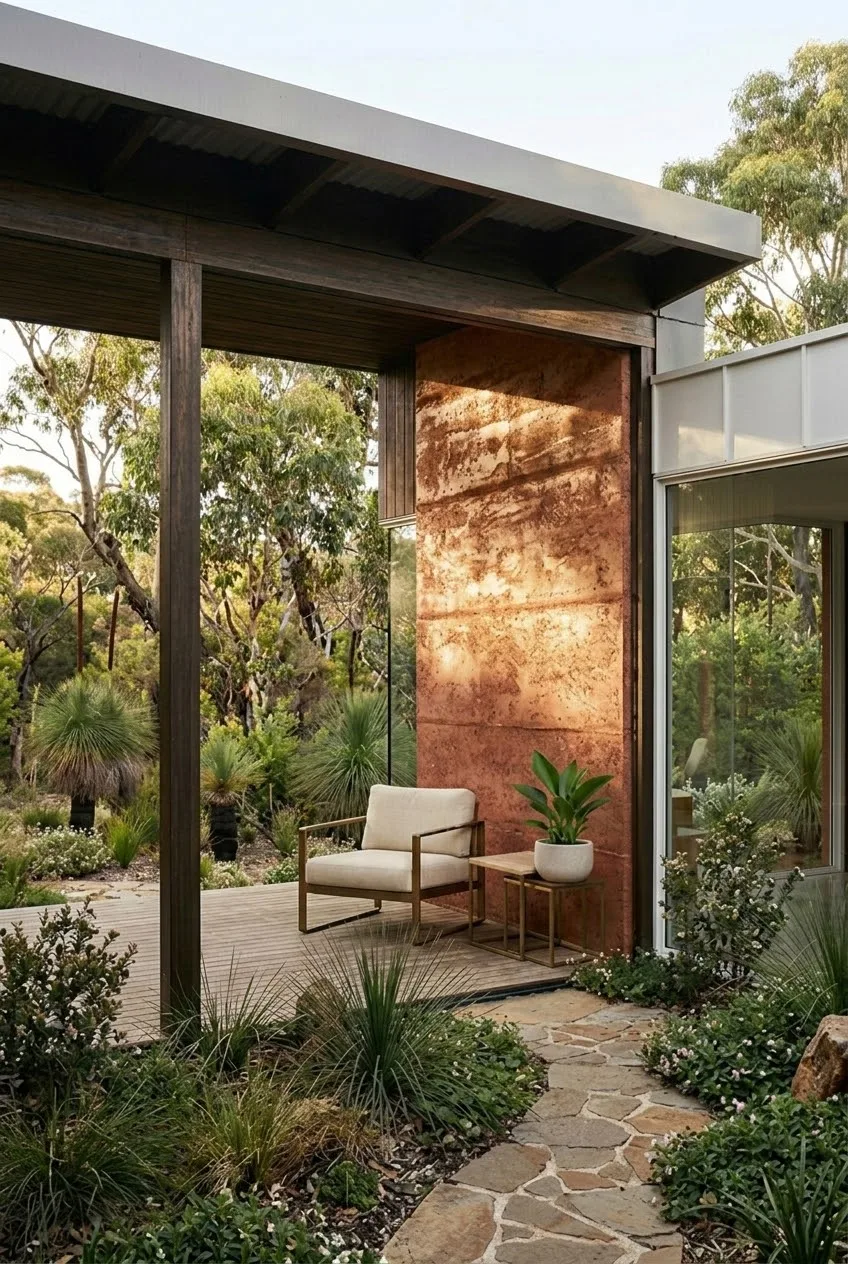 Copper mineral feature wall