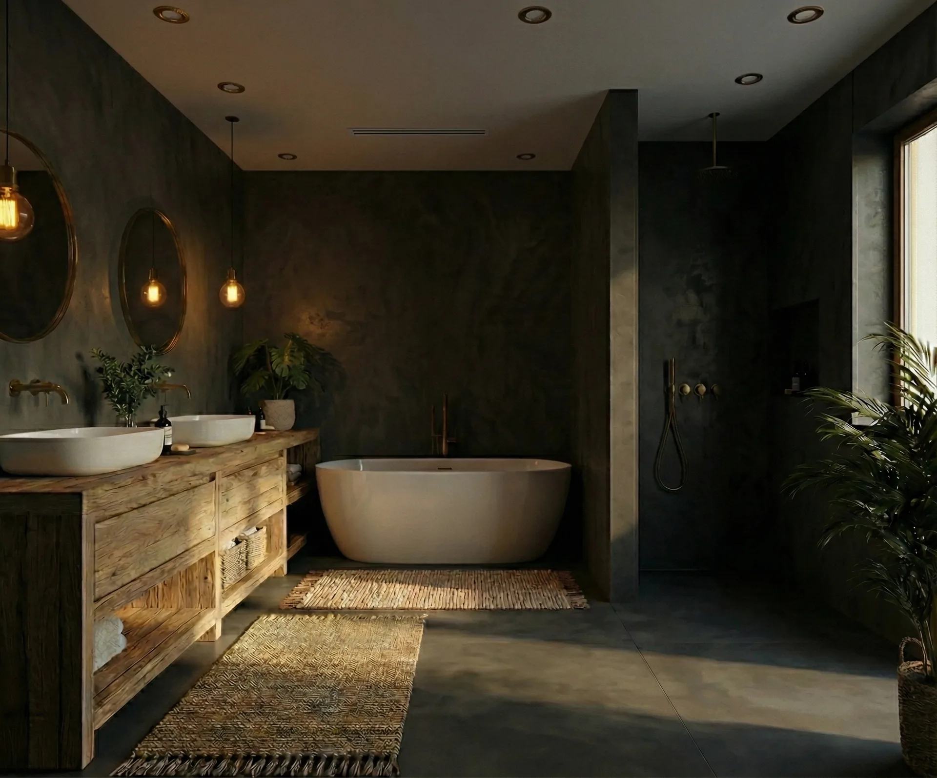 Dark mineral bathroom