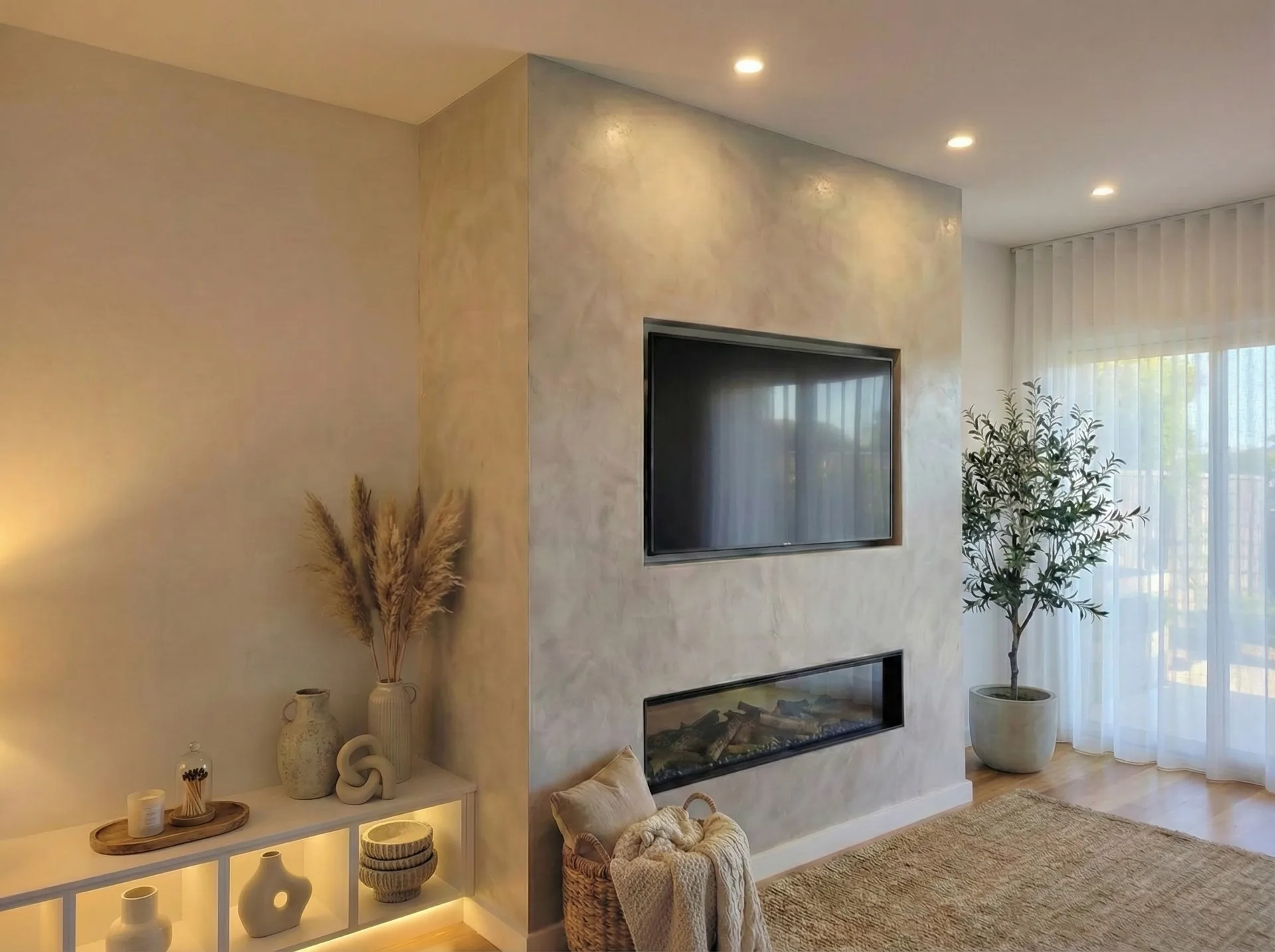 Microcement fireplace