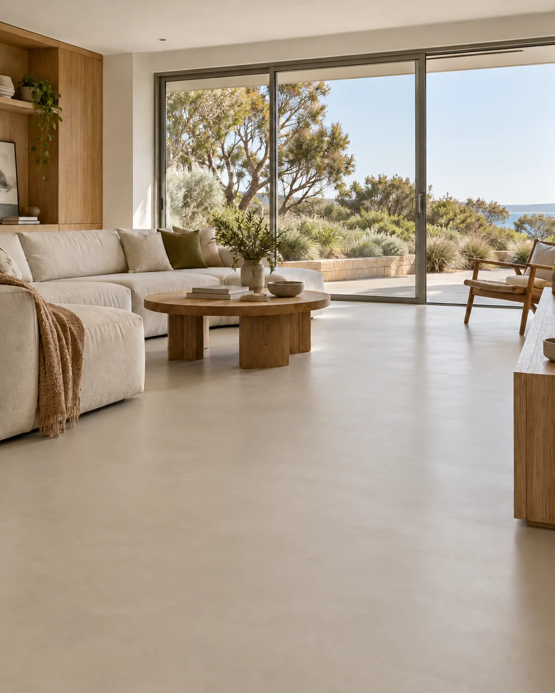 Completed pale floor in a coastal living space